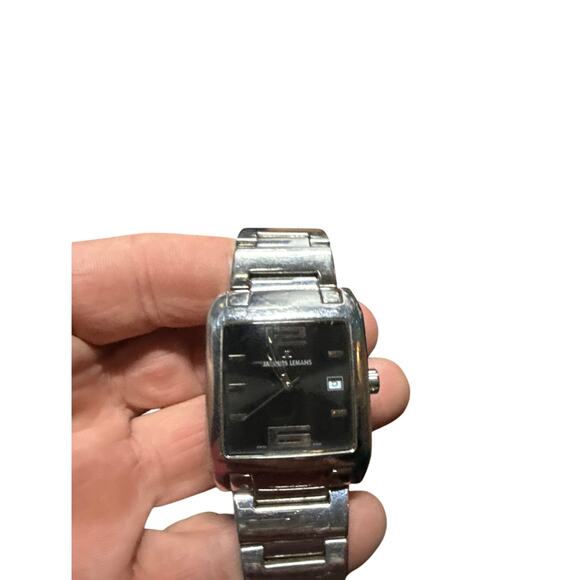 Jacques Lemans Men’s Dress Watch –Black Dial, Date Display, Stainless Steel Band - Picture 1 of 2